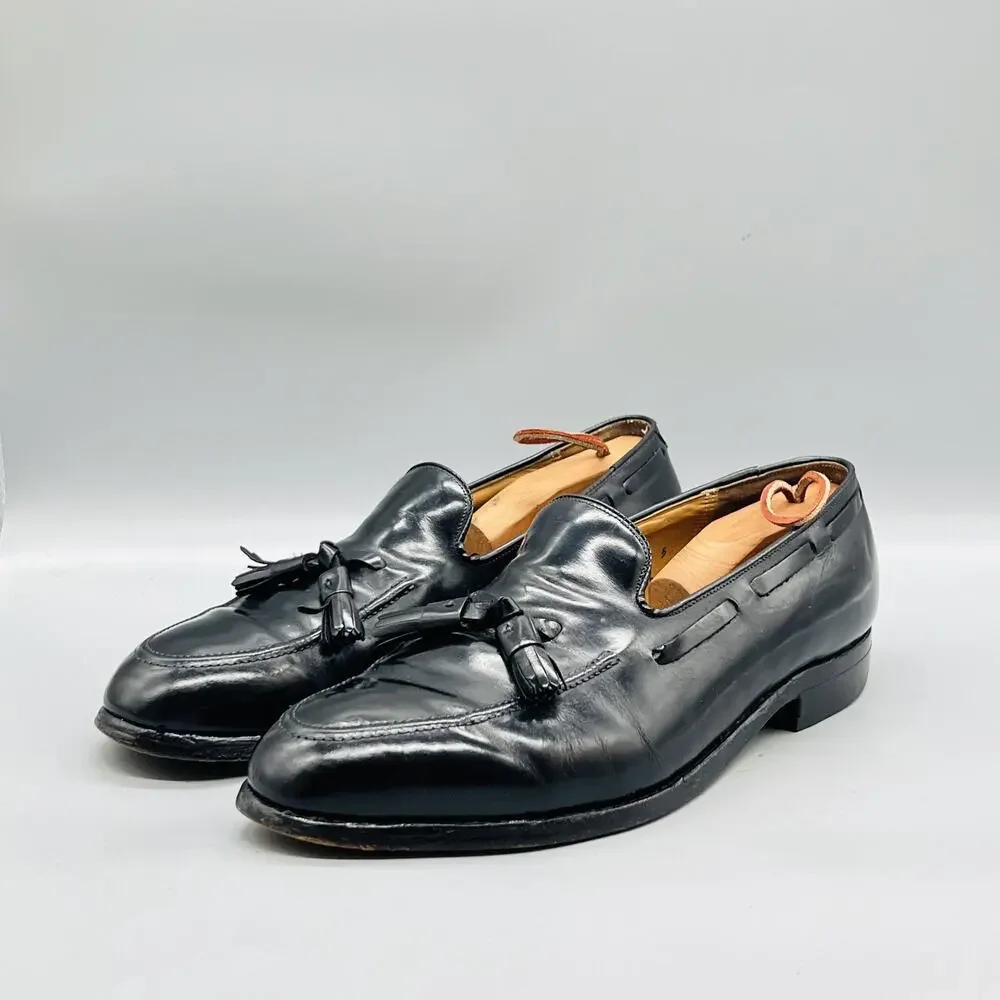Aristocraft Shoes Men 10.5 Black Leather Tassel Loafers Vintage Made USA